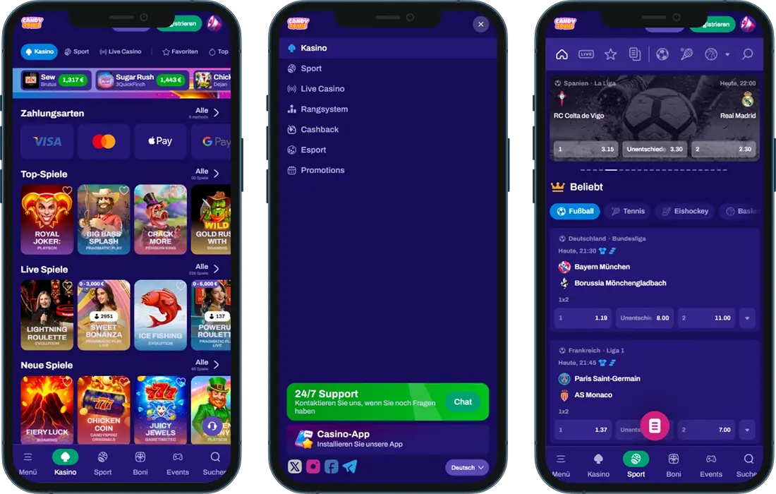 CandySpinz Casino mobil nutzen